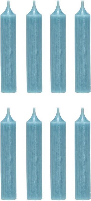 Branded By Dinerkaarsen 12 cm   Light Blue  Set van 8 stuks  5 branduren