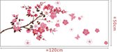Sakura Rode Muurbloem Sticker 50x120cm. Muursticker