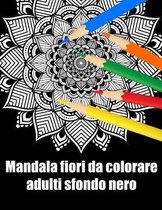 Mandala fiori da colorare adulti sfondo nero