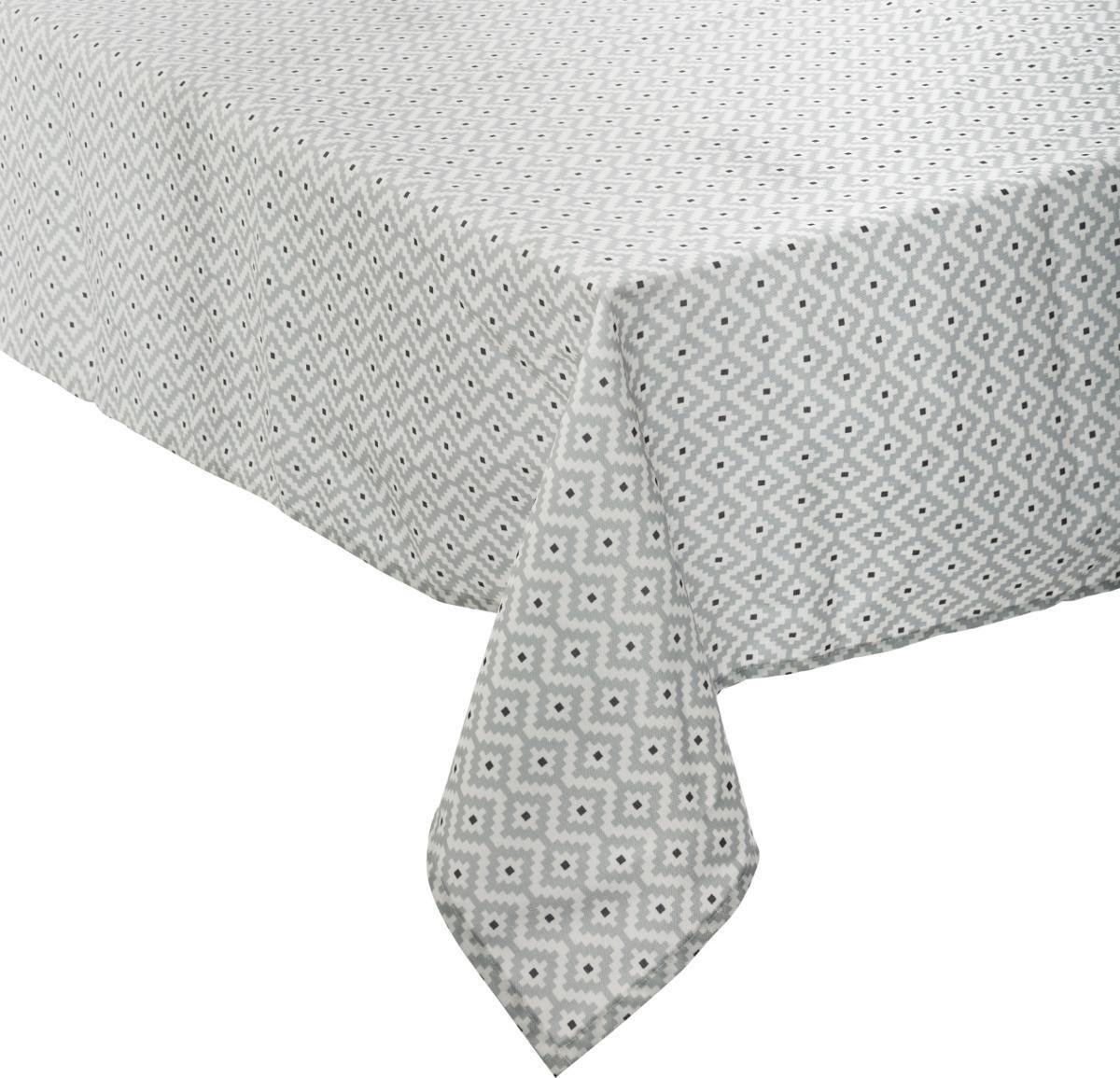 Tafelkleed van polyester rechthoekig 240 x 140 cm - grijs met print - Eettafel tafellakens