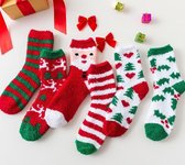 Warme Kerst sokken - 3 paar - random / mix - huissokken - christmas - rood / groen / met kerst print - 36-40