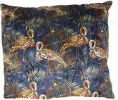 Fluwelen kussen flamingo donkerblauw