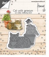 Joy!Crafts • Snij- embos- debosstencil Francien kat geranium