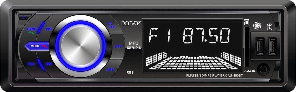 Denver CAU-450BT - Autoradio met Bluetooth - FM - USB - SD kaart ingang - Zwart