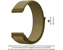 Olijfkleurig / Groen Nylon Bandje voor 20mm Smartwatches (zie compatibele modellen) van Samsung, Pebble, Garmin, Huawei, Moto, Ticwatch, Seiko, Citizen en Q – 20 mm green / olive nylon smartwatch strap