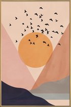 JUNIQE - Poster met kunststof lijst Sun Flock -60x90 /Kleurrijk