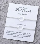 Vriendaschap armband 2 stuks - BFF - beste vrienden - relatie armband - hanger ring - wit