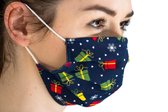Mondkapje wasbaar - Kerst mondkapje - Donker blauw - Herbruikbaar mondkapje - Stoffen mondmasker - Katoen - Niet-medisch mondkapje
