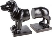 Boekensteun - boekenstandaard hond - set van 2 - zwart resin - 24x18xh9