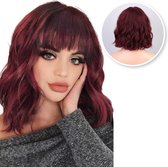 SassyGoods® Rode Pruik - Pruiken Dames - Wig - Verstelbaar - Kort Haar - Rood - 35 cm