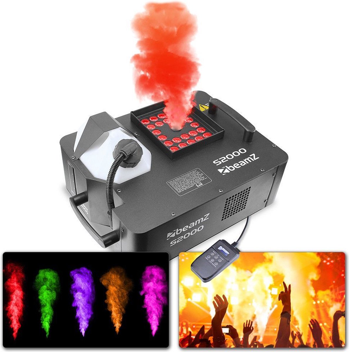 Rookmachine met licht - BeamZ S2000 - horizontaal / verticaal - 2000W ...