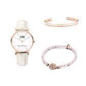 CO88 Collection Gift Set 8CO SET045 Horloge Geschenkset - Horloge met Armbanden - Ø 32 mm - Rosékleurig / Wit
