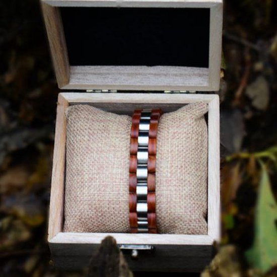 Woodzstyle® |houten armband heren | verpakt in luxe houten kistje |  aanpasbare... | bol.com