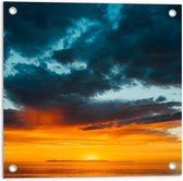 Tuinposter – Zon zakkend in de Zee - 50x50cm Foto op Tuinposter  (wanddecoratie voor buiten en binnen)