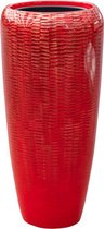 Vida vaas rood 75cm hoog | Rode hoogglans met snakeskin design | Hoge grote bloempot plantenbak vazen