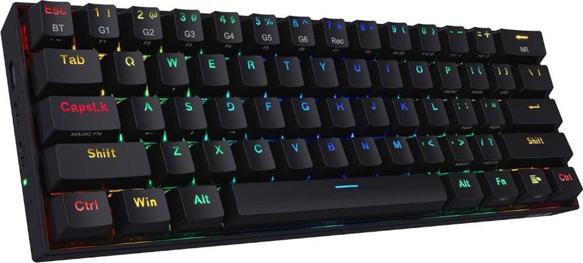 Redragon Draconic K530 RGB Draadloze mechanische Gaming toetsenbord | Brown switch | 60% gaming keyboard 61 toetsen - Bluetooth toetsenbord