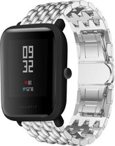 Stalen Smartwatch bandje - Geschikt voor  Xiaomi Amazfit Bip stalen draak band - zilver - Horlogeband / Polsband / Armband