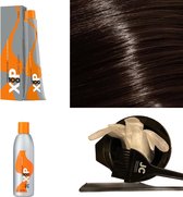 XP100 haarverf pakket kleur 4.20  Middenbruin & Violet & Natuur (1x 100ML) met 9% waterstof ( 1x 250ML) incl verfbakje, kwast, maatbeker, puntkam en handschoenen