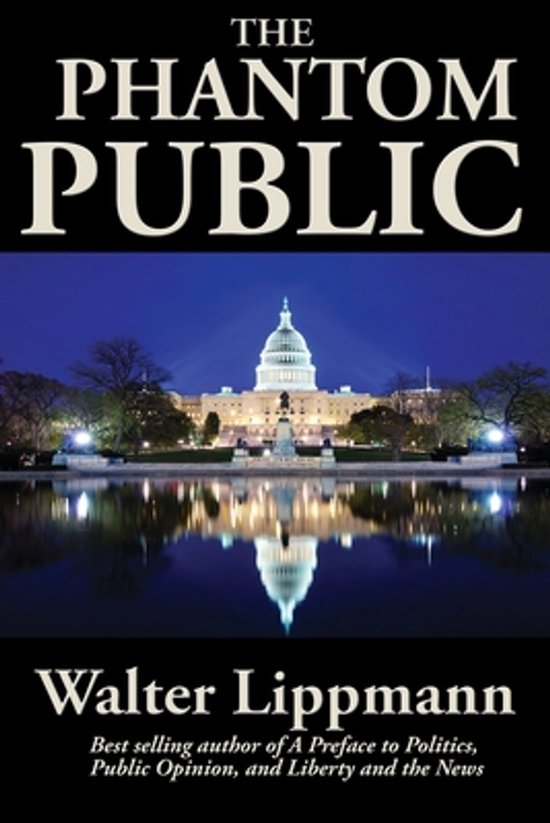 Boek "The Phantom Public" met op de kaft het Capitool in Washington D.C. bij nacht, weerspiegeld in water.