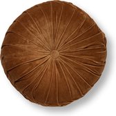 Dutch Decor - KAJA - Sierkussen rond velvet 40 cm - Tobacco Brown - bruin