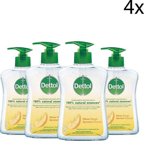 Dettol Handzeep - Citrusgeur verrijkt met 100% natuurlijke oliën - 250ML x4