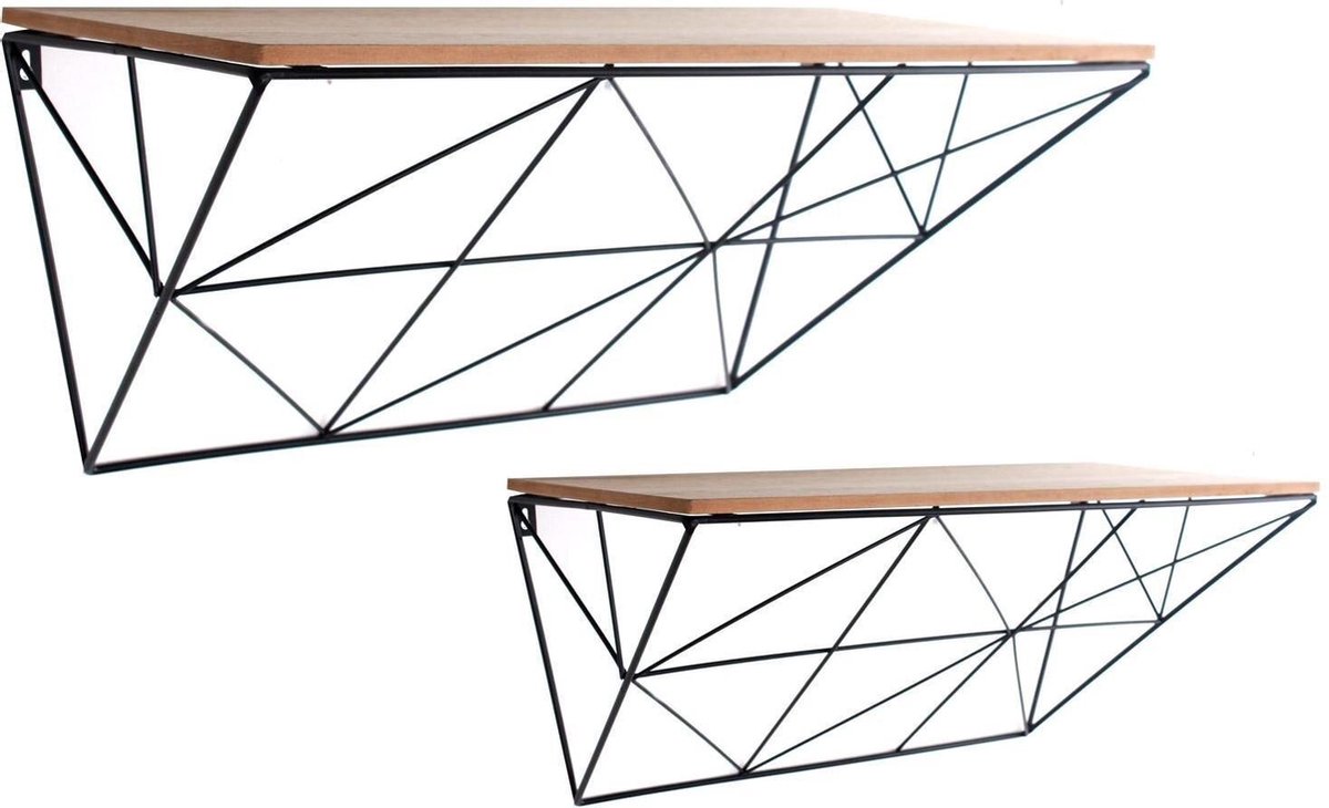 Wandpaneel Geometrische Planken 2 stuks - Set van 2 zwarte geometrische planken