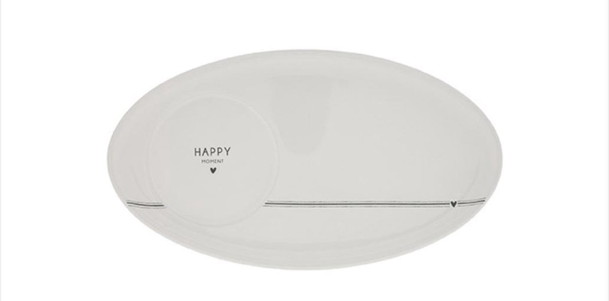 Bastion Collections | Oval Plate White | Happy Moment Black