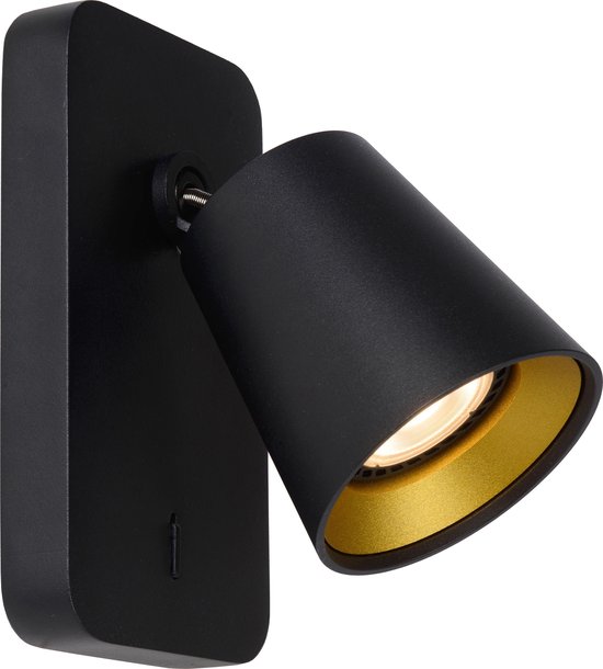 Lucide TURNON Bedlamp / Wandlamp - LED Dim to warm - GU10 - 1x5W 2200K/3000K - Zwart