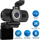 RJ Views Webcam 2k 4MP voor PC - Ingebouwde Microfoon & Webcam Cover - Werk & Thuis - USB-Plug&Play - Zwart - Voor Windows & Mac - Webcam voor vergaderingen -