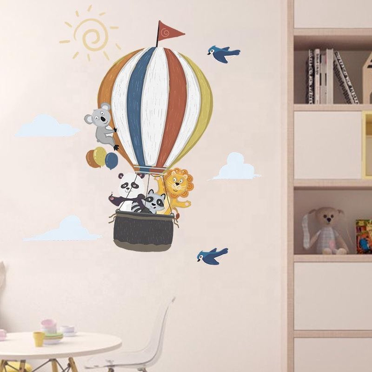 WONDER MURALS Stickers Muraux Enfants Décoration Chambre Bébé Enfant Fille Murale  Garçon Animaux en Montgolfière Deco Autocollant Sticker Mural