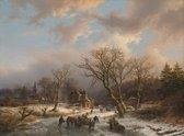 Barend Cornelis Koekkoek, A Summer Landscape with Travelers on a Forest Road, 1853 op canvas, afmetingen van dit schilderij zijn 60 X 100 CM