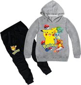 Pokémon trainingspak hoodie grijs - maat 116 - Pikachu - trui en broek - pyjama - kinderen - kleding