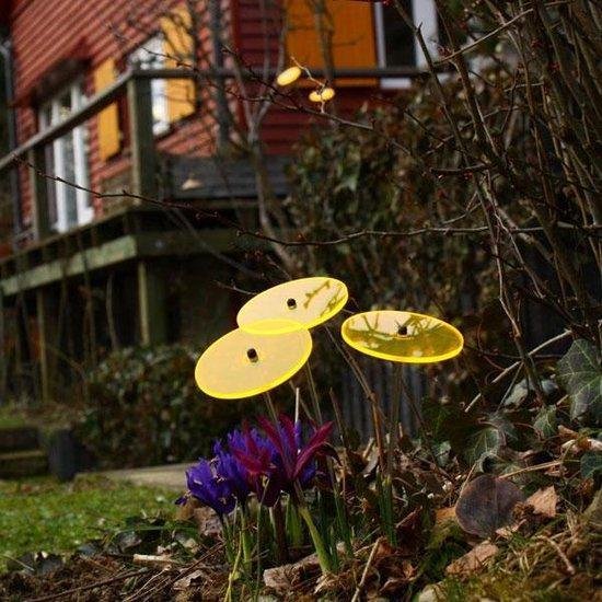 Cazador-del-sol ® - the original | NEA - Mid - Wavy | 3 pieces | curved sun catcher yellow | diameter 15 cm | height 120 cm