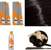 XP100 haarverfpakket kleur 4.35  Middenbruin & Goud & Mahonie (2x 100ML) met 6% waterstof ( 1x 250ML) incl verfbakje, kwast, maatbeker, puntkam en handschoenen