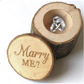 Ringdoosje hout Merry Me? - aanzoek - bruiloft - verloving - huwelijksaanzoek - liefde - rood, sieradendoos, ring