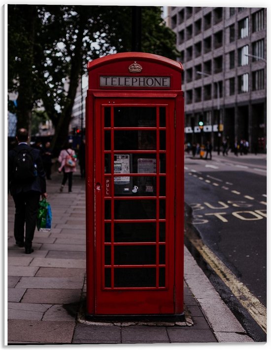 Forex - Rode Telefooncel in Londen - 30x40cm Foto op Forex
