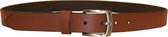 IZZLE Kleding riem Bruno - Rundleer nikkelvrije gesp – Cognac - 2,5/3cm breed - 100cm lang - Cadeautip