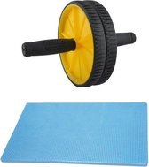 Ab wheel Geel - Ab roller - Buik trainingswiel - Buikspiertrainer - Ab trainer - buikspier - inclusief kniematje
