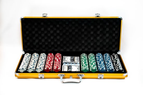 Texas' Finest Poker - Gouden Texas' Finest Pokerset - Gouden Aluminium Pokerkoffer - Gouden Pokerset volwassenen - 500 Casino kwaliteit Pokerfiches - 500 pokerchips - Pokersets - Poker set - Poker Kaarten -