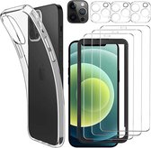 iPhone 12 Screenprotector + lens protector + Silicone hoesje set - 2X screenprotector - lens - hoesje - SET