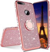 Huawei Y6 2018 Backcover - Roze - Magnetisch- Glitter - Soft TPU