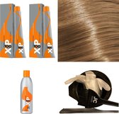 XP100 haarverfpakket kleur 10.7  Extra lichtblond & Bruin (2x 100ML) met 9% waterstof ( 1x 250ML) incl verfbakje, kwast, maatbeker, puntkam en handschoenen