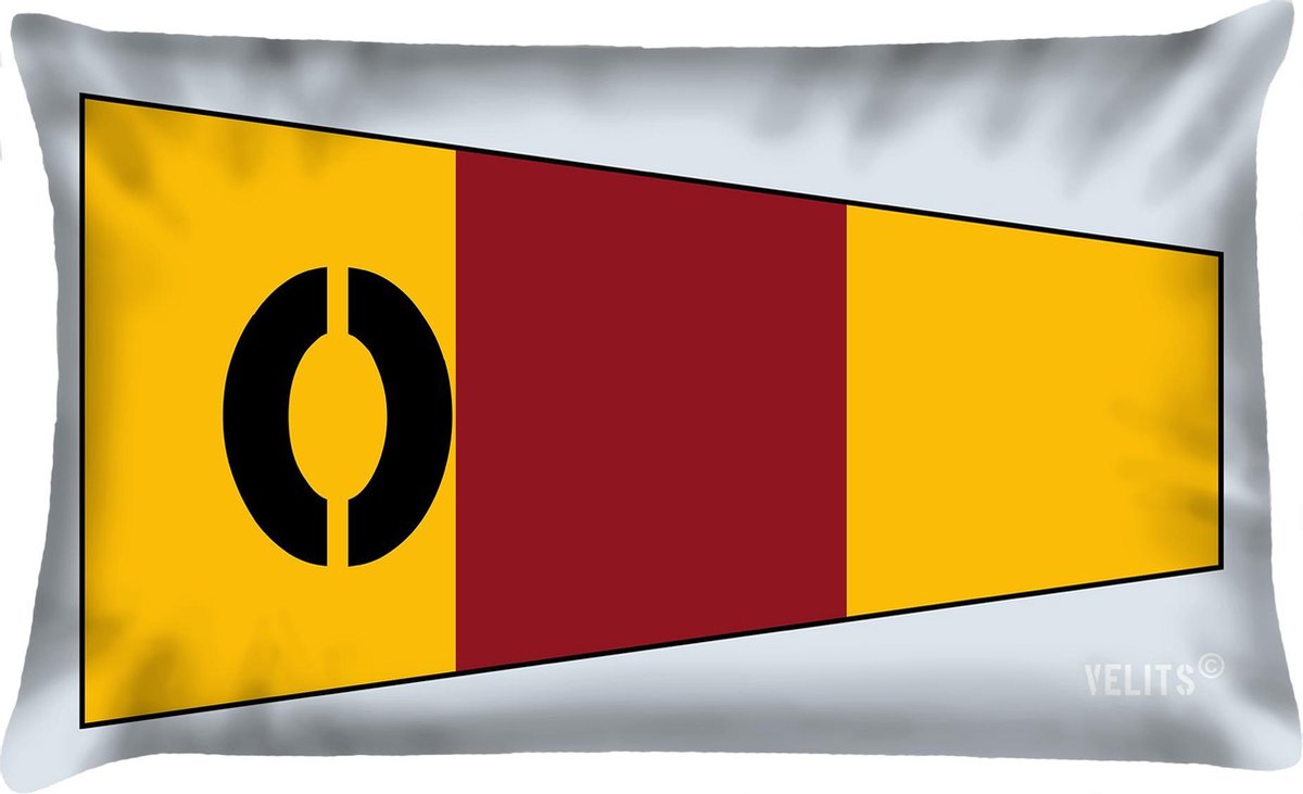 Velits outdoor Sierkussen - Buitenkussen Seinvlag Cijfer Waterafstotend Bootkussen - Multicolor - 60 Cm X 40 Cm rood