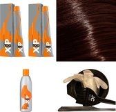 XP100 haarverfpakket kleur 7.0  Middenblond (2x 100ML) met 9% waterstof ( 1x 250ML) incl verfbakje, kwast, maatbeker, puntkam en handschoenen