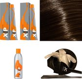 XP100 haarverfpakket kleur 6.00  Donkerblond intensief (2x 100ML) met 9% waterstof ( 1x 250ML) incl verfbakje, kwast, maatbeker, puntkam en handschoenen