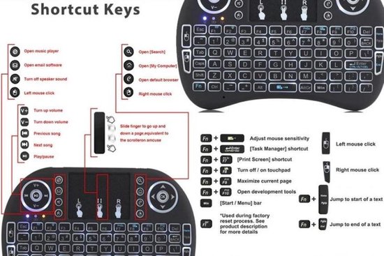 Mini Wireless Keyboard, draadloos toetsenbord, type; Rii i8 | bol