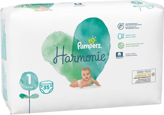 Couches Bébé Harmonie Taille1 2-5kg PAMPERS : le paquet de 24 couches à  Prix Carrefour
