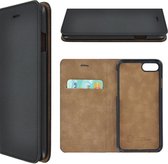 Iphone SE 2020 Hoesje – Wallet Bookcase - iPhone 7 / iPhone 8 - Book Case Echt Leer Ultra Dun Zwart
