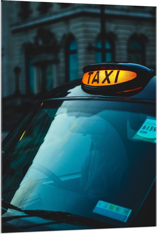Acrylglas - Geel Taxi Bord - 80x120cm Foto op Acrylglas (Met Ophangsysteem)