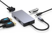 Sounix 5 in 1  Type C Hub - 1x USB snel opladen / 2x HDMI / 1x USB 3.0 /VGA